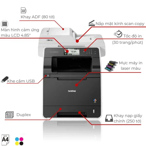 Máy in laser màu đa năng Brother MFC-L8850CDW