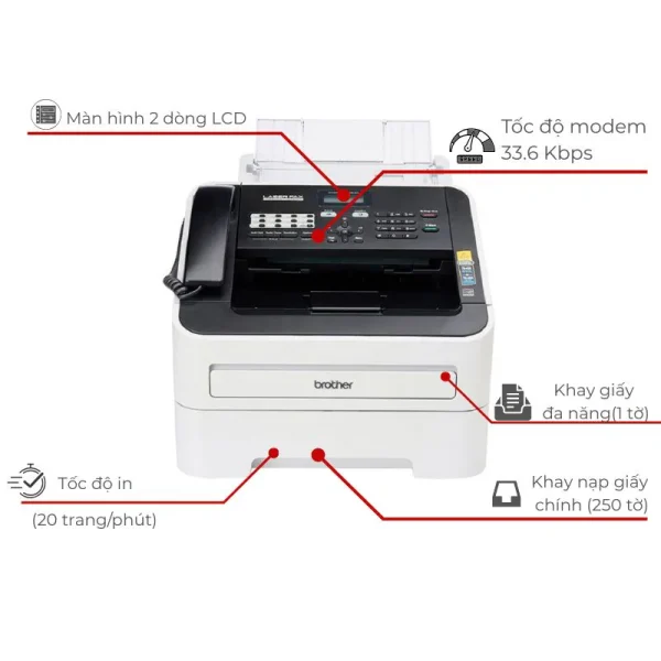 Máy Fax laser trắng đen đa năng Brother IntelliFAX-2840