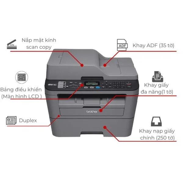 Máy in laser trắng đen đa năng Brother MFC-L2701D