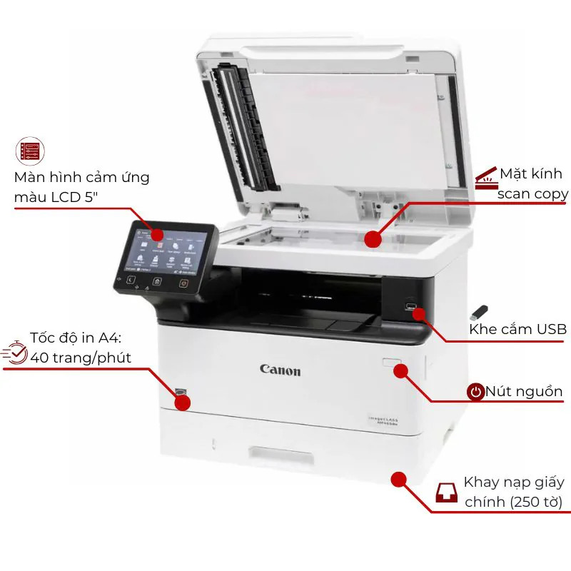 Máy in laser trắng đen đa năng Canon i-SENSYS MF463dw