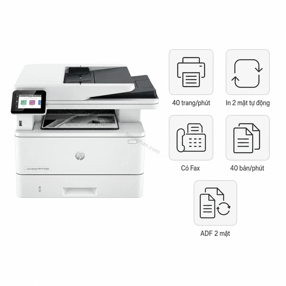 Máy in laser trắng đen đa năng HP LaserJet Pro MFP 4103fdn